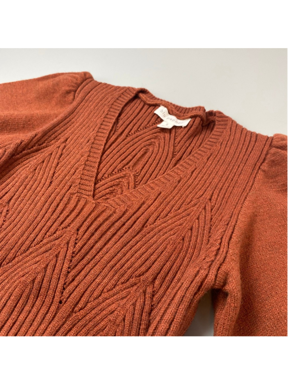 Blu Pepper Sweater Small Rust Puff Sleeves Cottagecore Coquette Earthy Boho Chic